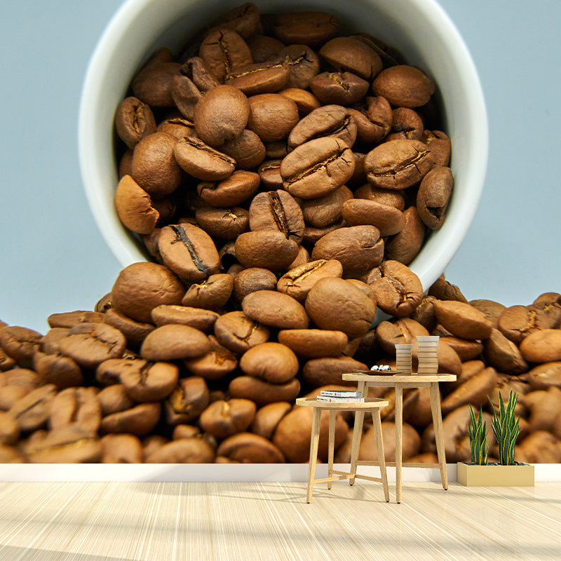Contemporary Cafe Decoration Coffee Beans Wall Paper Murals, Made to Measure