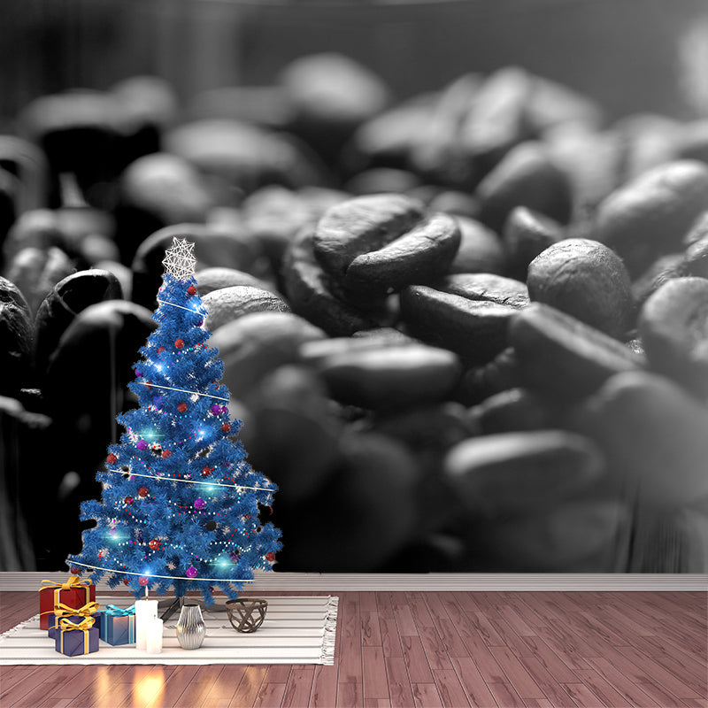 Contemporary Cafe Decoration Coffee Beans Wall Paper Murals, Made to Measure