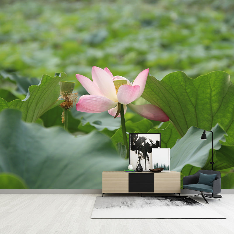 Lotus Flower Wall Mural Moisture Resistant Wall Decor for Sleeping Room