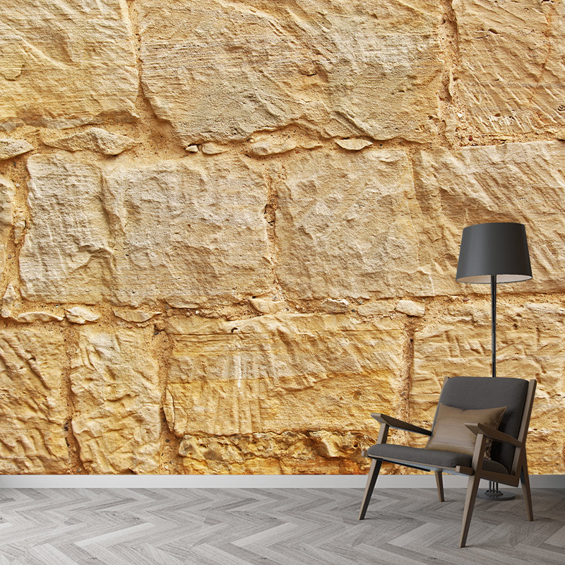 Stone Brick Wall Background Wall Covering for Living Room, Moisture Resistant