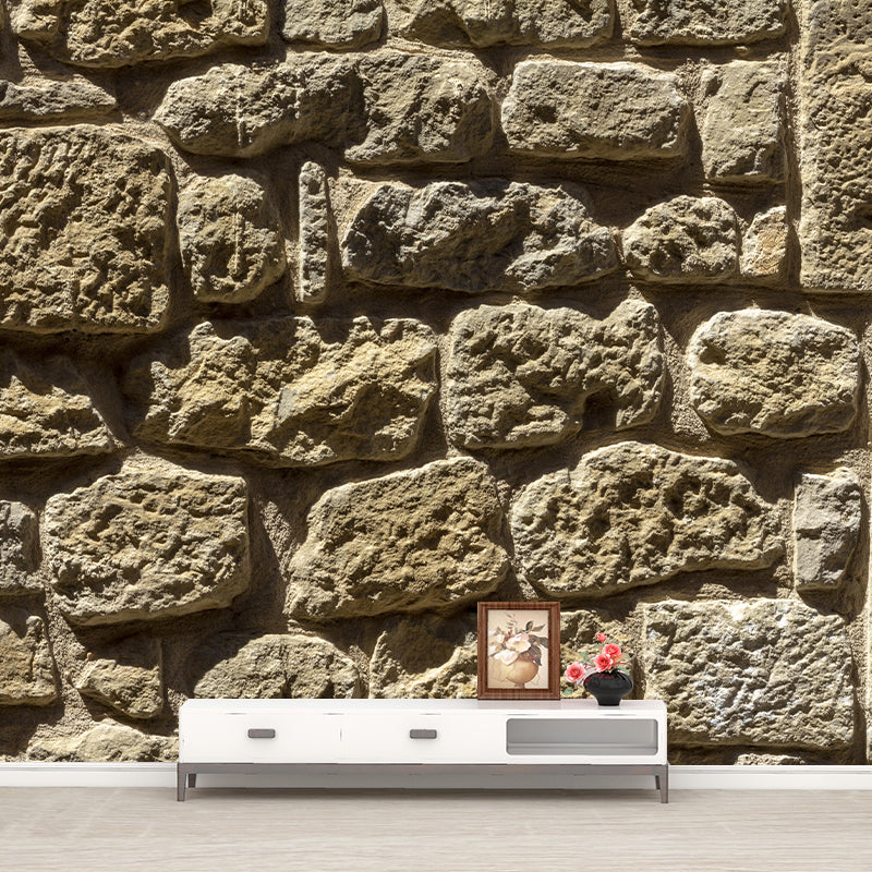 Stone Brick Wall Background Wall Covering for Living Room, Moisture Resistant