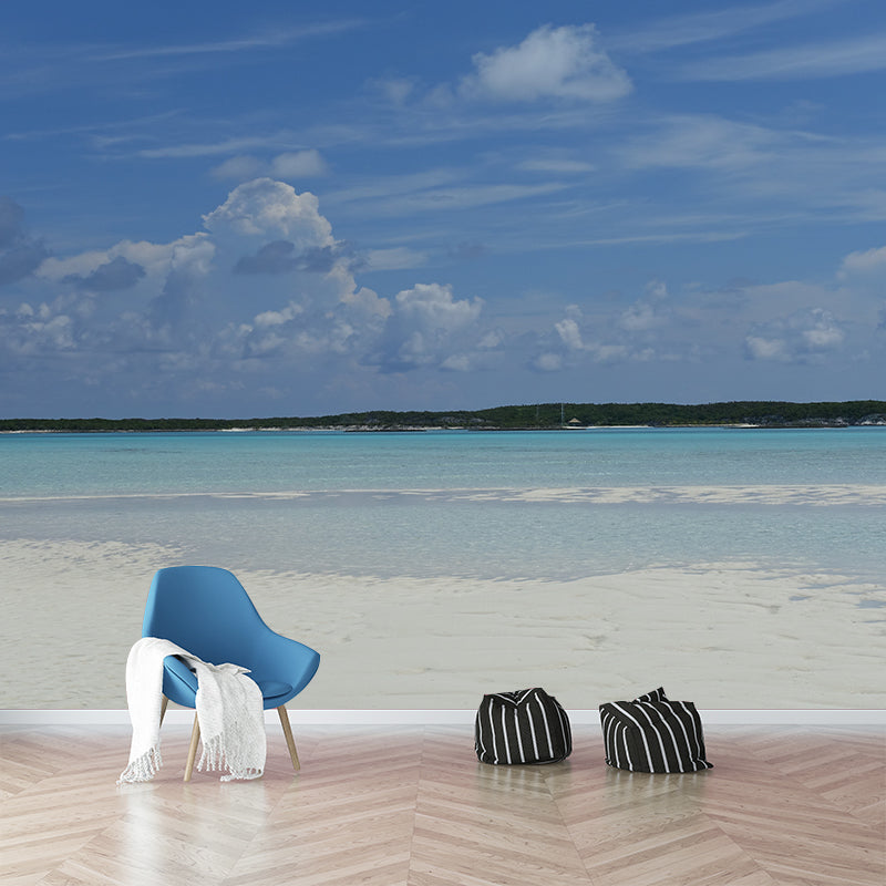 Beach View Mural Wallpaper for Sitting Room Water Resistant, Personalized Size Available