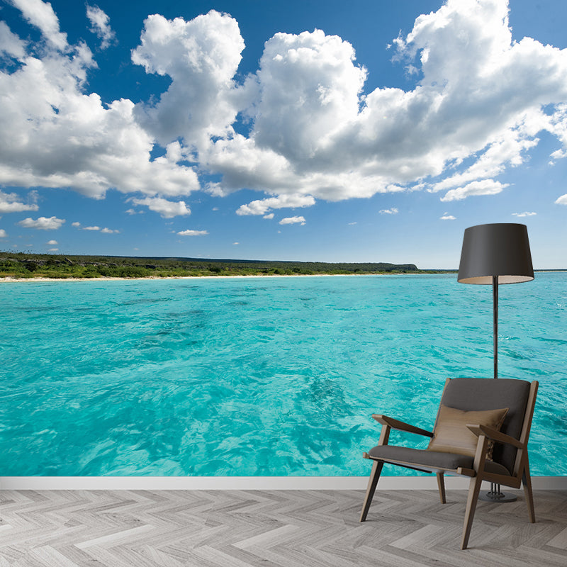 Beach View Mural Wallpaper for Sitting Room Water Resistant, Personalized Size Available