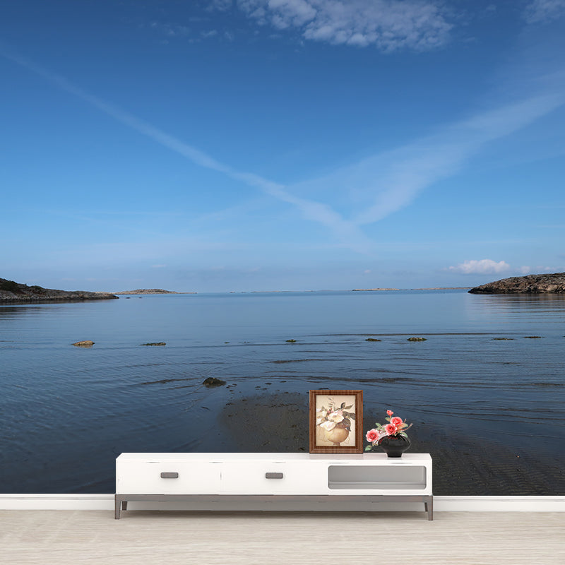 Beach View Mural Wallpaper for Sitting Room Water Resistant, Personalized Size Available