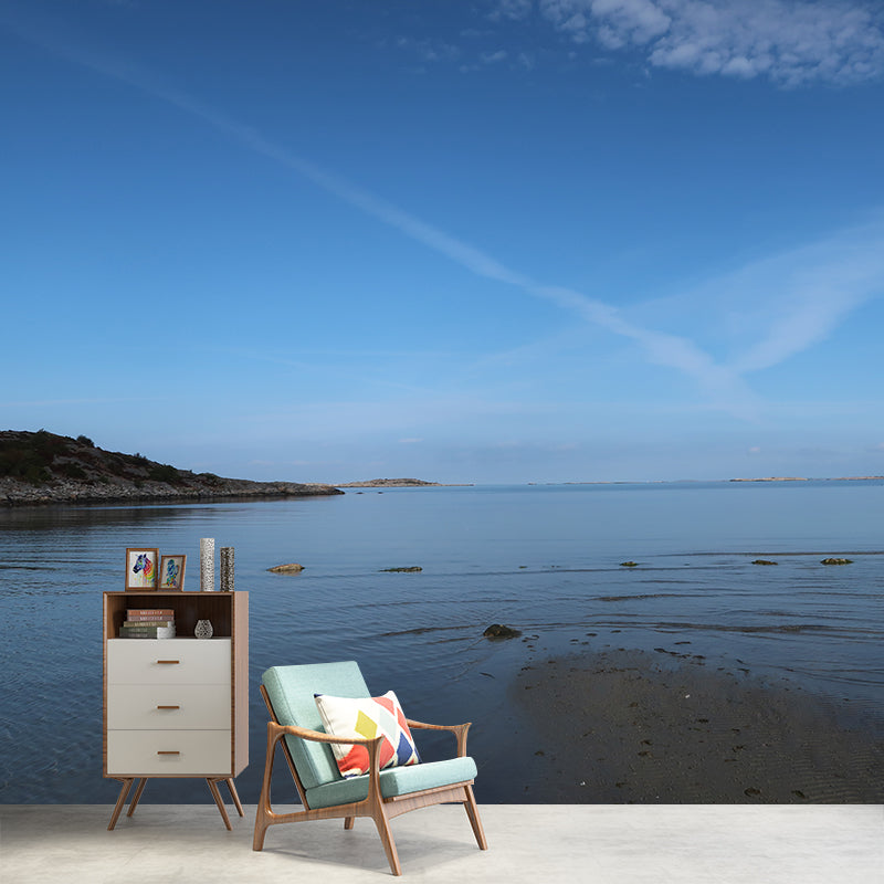 Beach View Mural Wallpaper for Sitting Room Water Resistant, Personalized Size Available