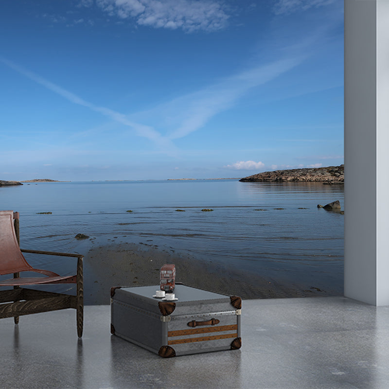 Beach View Mural Wallpaper for Sitting Room Water Resistant, Personalized Size Available