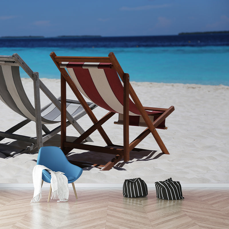 Blue Beach View Wall Covering for Home Decor Living Room, Personalized Size Available