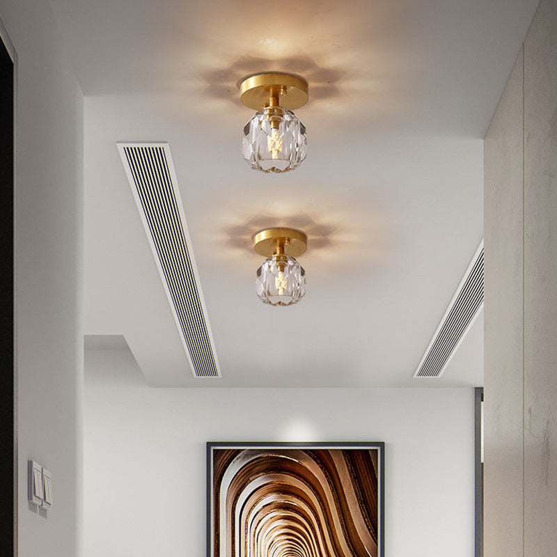Crystal Round Ceiling Flush Mount Light Simplicity Style Ceiling Mounted Light in Gold
