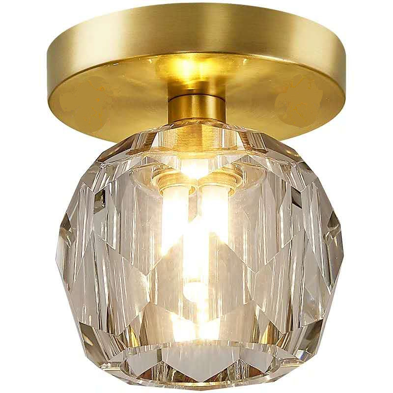 Crystal Round Ceiling Flush Mount Light Simplicity Style Ceiling Mounted Light in Gold