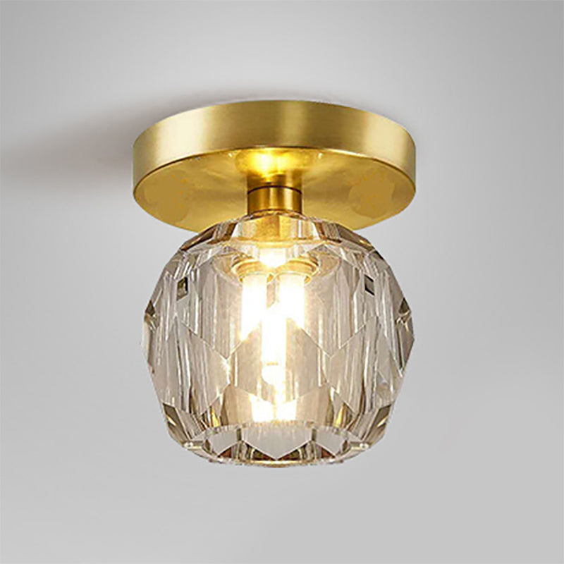 Crystal Round Ceiling Flush Mount Light Simplicity Style Ceiling Mounted Light in Gold
