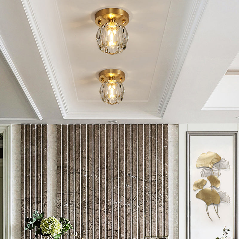 Crystal Round Ceiling Flush Mount Light Simplicity Style Ceiling Mounted Light in Gold