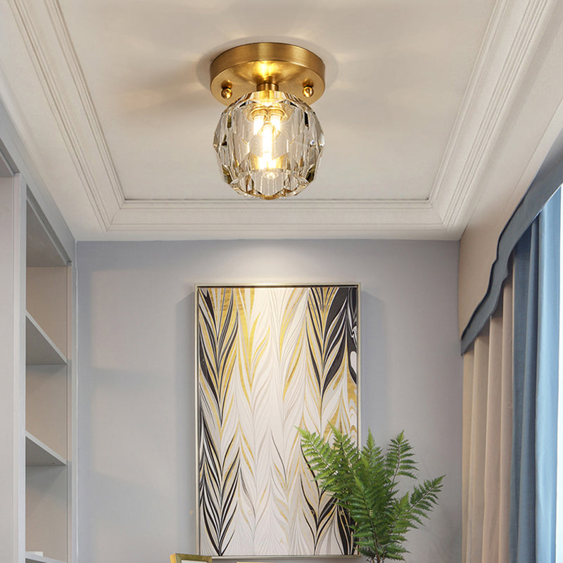 Crystal Round Ceiling Flush Mount Light Simplicity Style Ceiling Mounted Light in Gold
