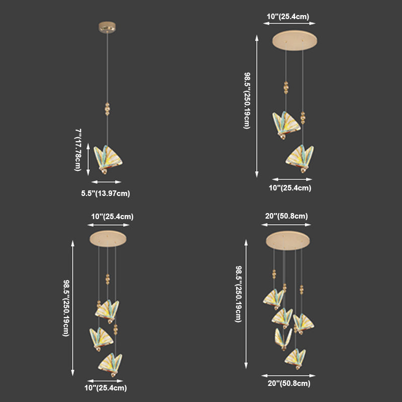 Pendants à papillons multicolores