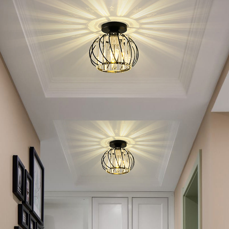 Luminaire de plafond de lanterne de Style moderne, luminaire de plafond d'allée en cristal