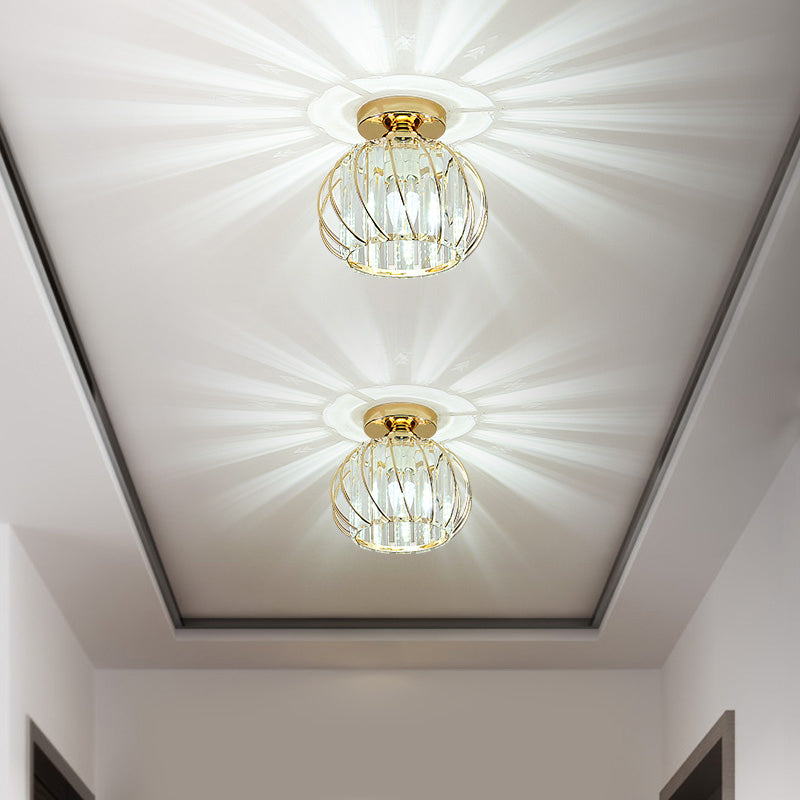 Luminaire de plafond de lanterne de Style moderne, luminaire de plafond d'allée en cristal
