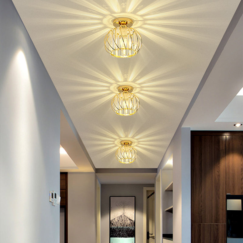 Luminaire de plafond de lanterne de Style moderne, luminaire de plafond d'allée en cristal