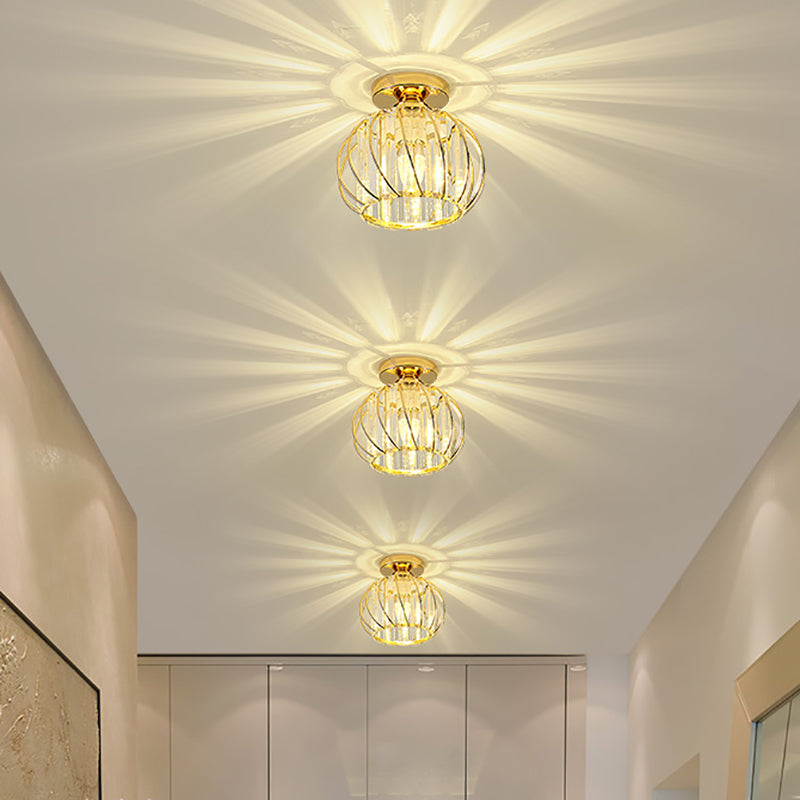 Luminaire de plafond de lanterne de Style moderne, luminaire de plafond d'allée en cristal