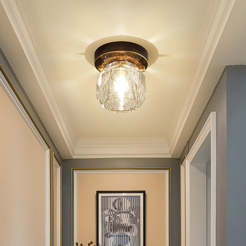 Luminaire de plafond en forme de boule noire, éclairage de plafond moderne en cristal