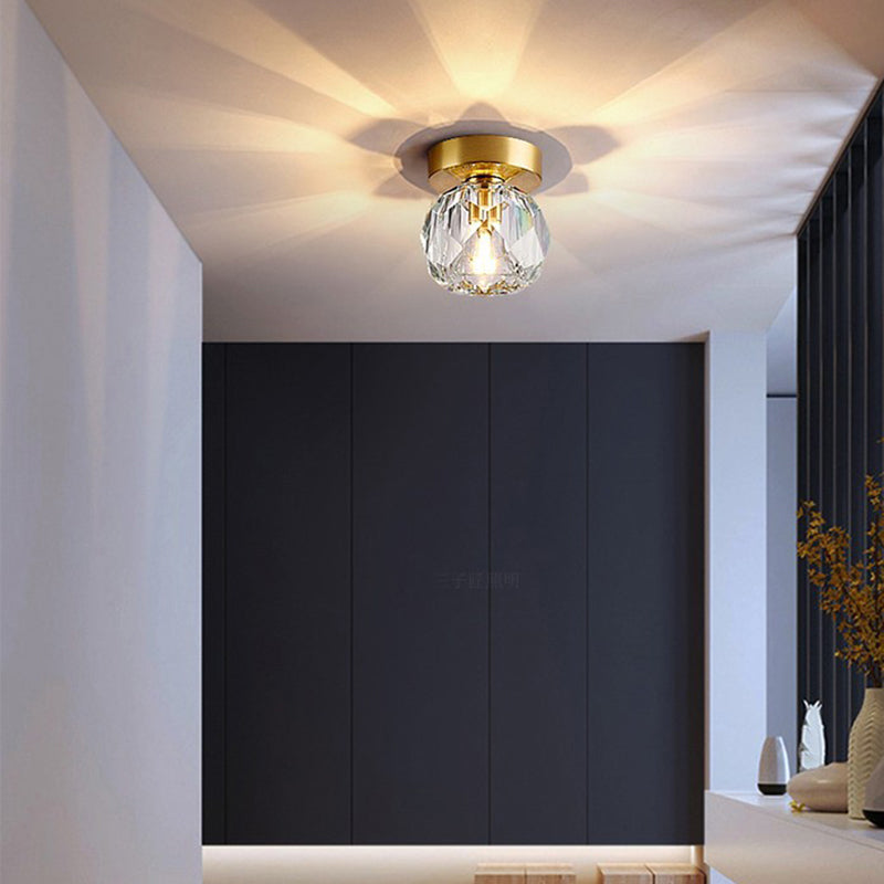Ronde plafondinbouwlamp Modern kristallen gangpad dichtbij plafondlamp in koperachtig