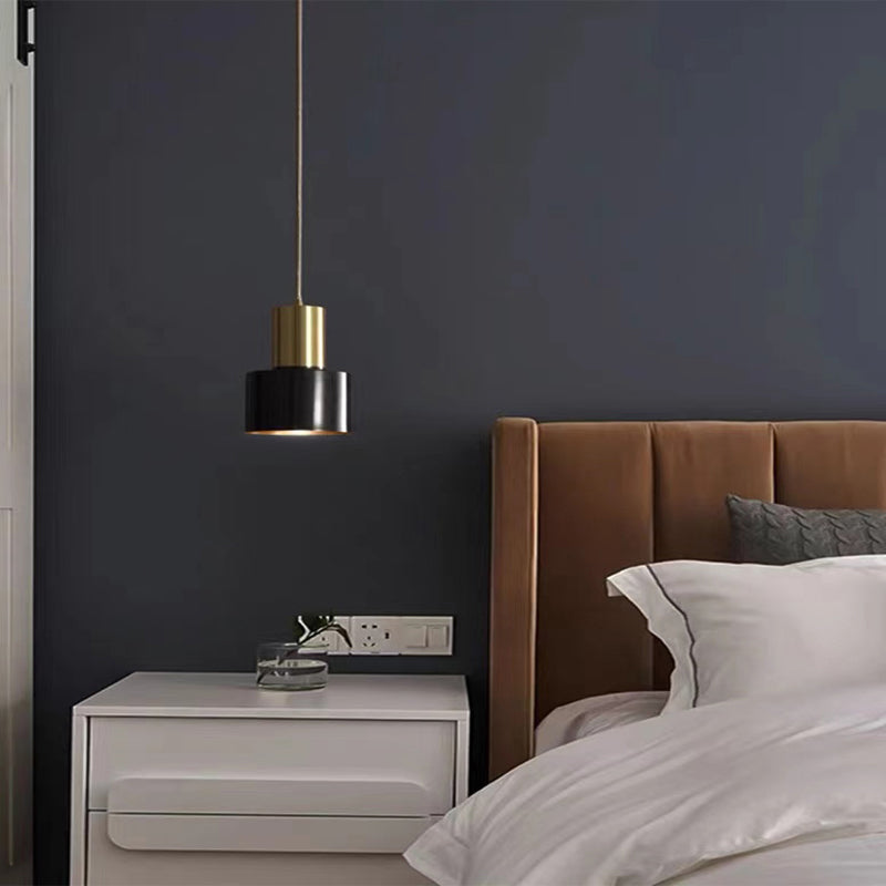 Cylindrical Ceiling Pendant Light Minimalist Style Metal Bedroom Down Lighting Pendant