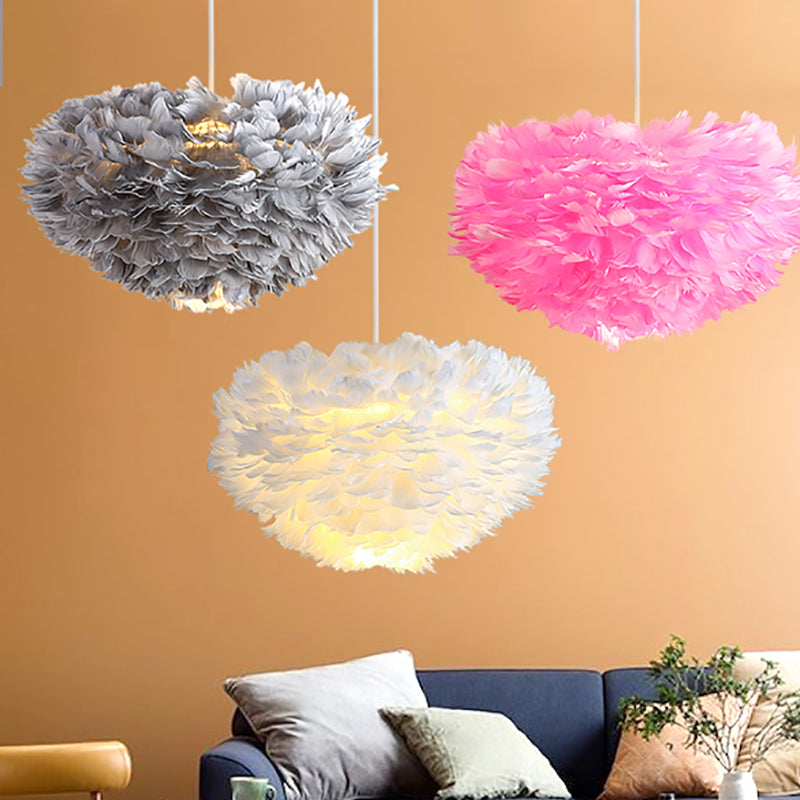 Lámparas de lámparas de lámpara de globo lámpara colgante de lámpara múltiple de múltiples cabezas con sombra de plumas