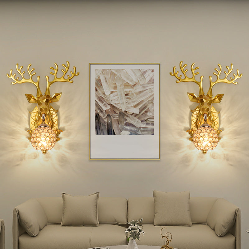 Funzione per illuminazione da parete di cristalli di corna da parete lampada montata in stile a parete