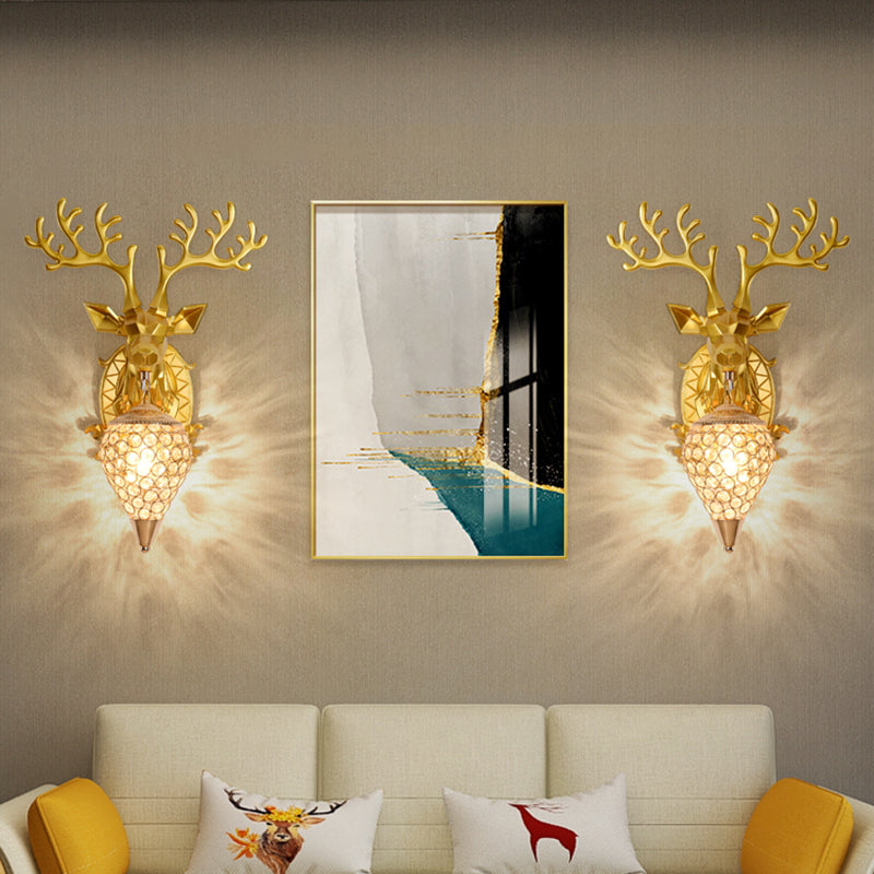 Funzione per illuminazione da parete di cristalli di corna da parete lampada montata in stile a parete