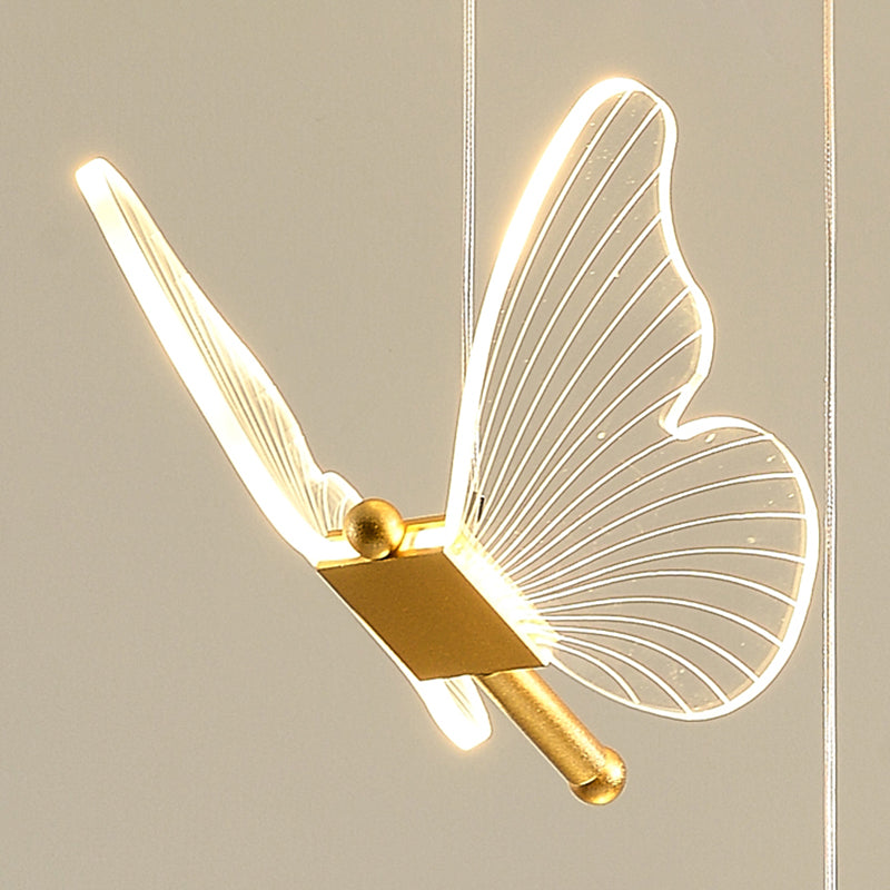 Multi Light Butterfly Pendant Lighting Modern Acrylic Cluster Pendant Light in Gold