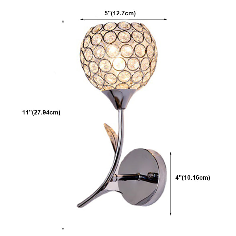 Wohnzimmer Wandleuchten beleuchten moderne Chromwandhalterung Licht mit runden Kristallschatten