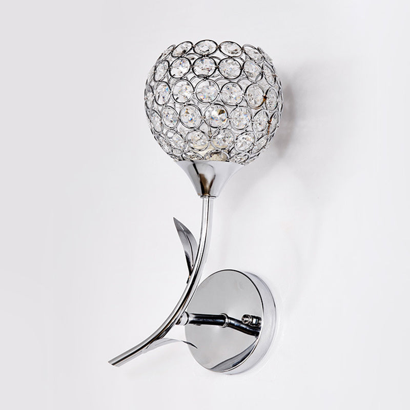 Wohnzimmer Wandleuchten beleuchten moderne Chromwandhalterung Licht mit runden Kristallschatten