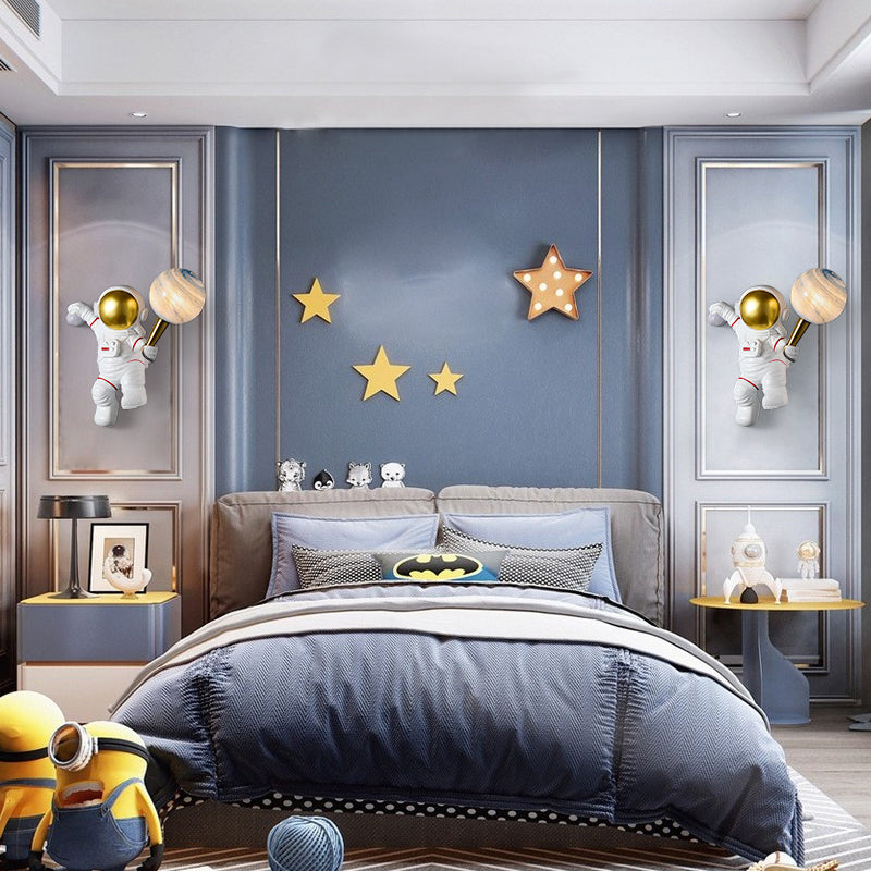 Bambini astronauta a forma di muro illuminazione da letto da camera da letto lampada da parete