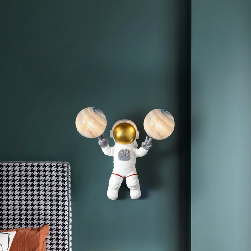 Bambini astronauta a forma di muro illuminazione da letto da camera da letto lampada da parete