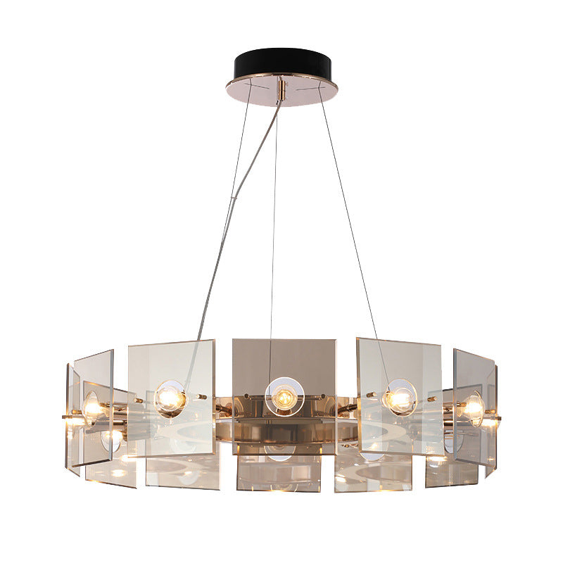 Lampada del lampadario a tamburo ultra-moderno lampada a sospensione di vetro con cavo sospeso per camera da letto