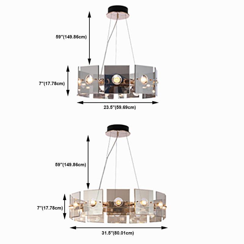 Lampada del lampadario a tamburo ultra-moderno lampada a sospensione di vetro con cavo sospeso per camera da letto
