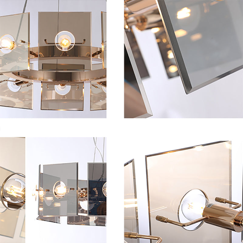 Lampada del lampadario a tamburo ultra-moderno lampada a sospensione di vetro con cavo sospeso per camera da letto