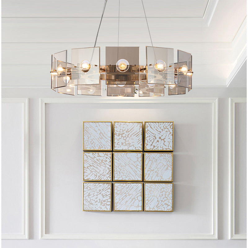 Lampada del lampadario a tamburo ultra-moderno lampada a sospensione di vetro con cavo sospeso per camera da letto