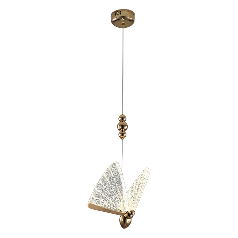 Lámpara de luz colgante de mariposa acrílico lámpara de suspensión de acabado dorado