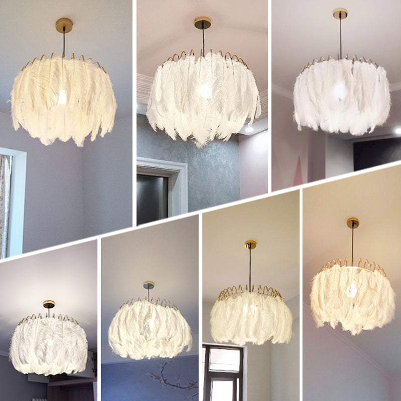 Moderner Stil Feder Kronleuchter Anhänger Lichtdecke hängende Licht für Schlafzimmer