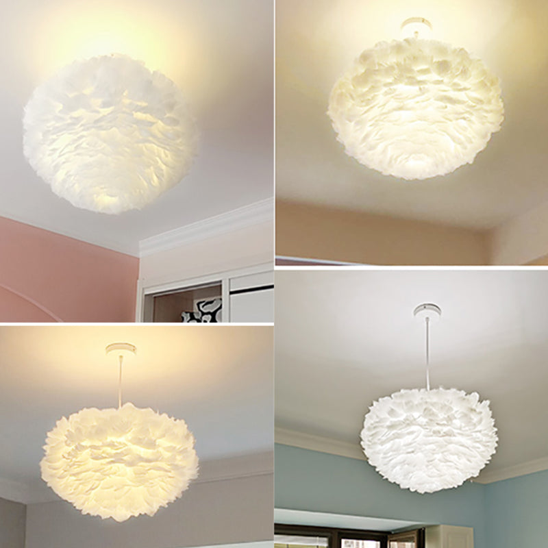 Goose Feather Pendant Light Nordic Modern Living Room Ceiling Hanging Light Fixture
