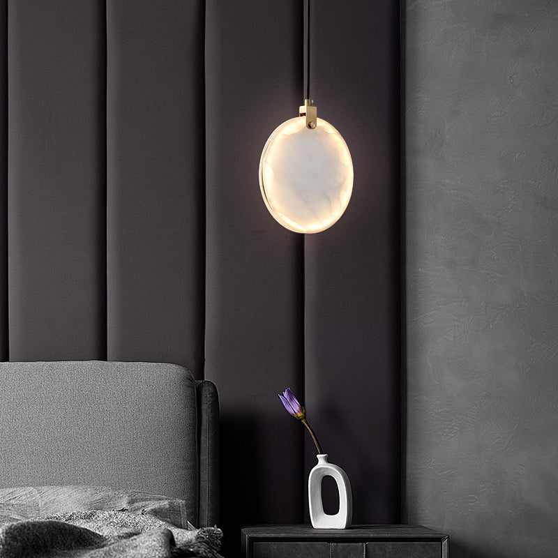 1 Light Round pendant light with Shone Shade Simplicity Hanging Light in White