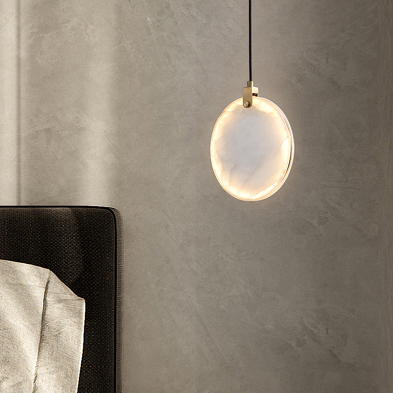 1 Light Round pendant light with Shone Shade Simplicity Hanging Light in White