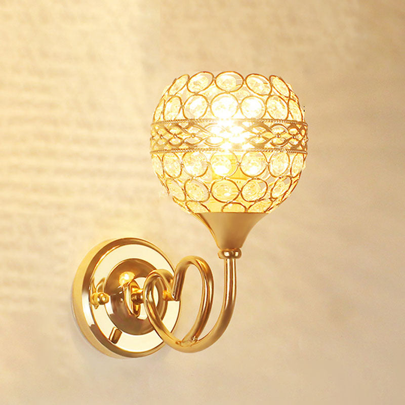 Lampada a monte a parete globo moderna illuminazione montata a parete a 1 luci con un ombra di cristallo chiaro