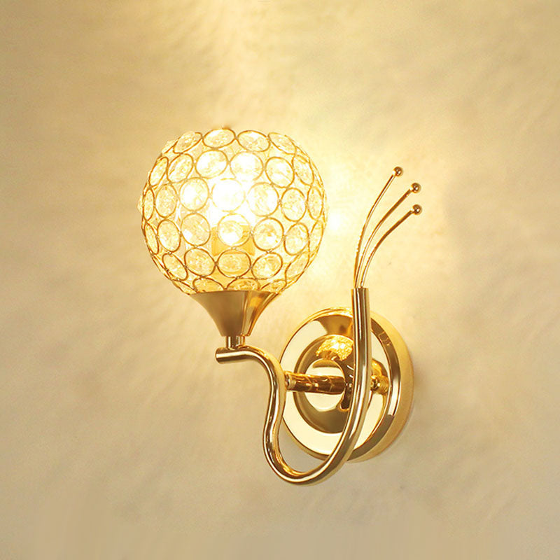 Lampada a monte a parete globo moderna illuminazione montata a parete a 1 luci con un ombra di cristallo chiaro