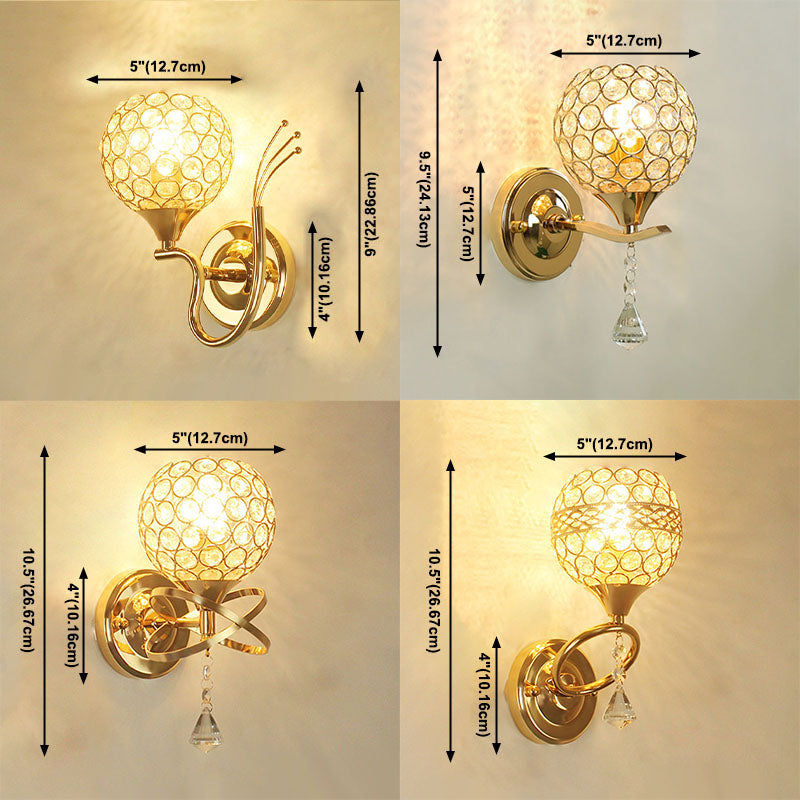 Lampada a monte a parete globo moderna illuminazione montata a parete a 1 luci con un ombra di cristallo chiaro