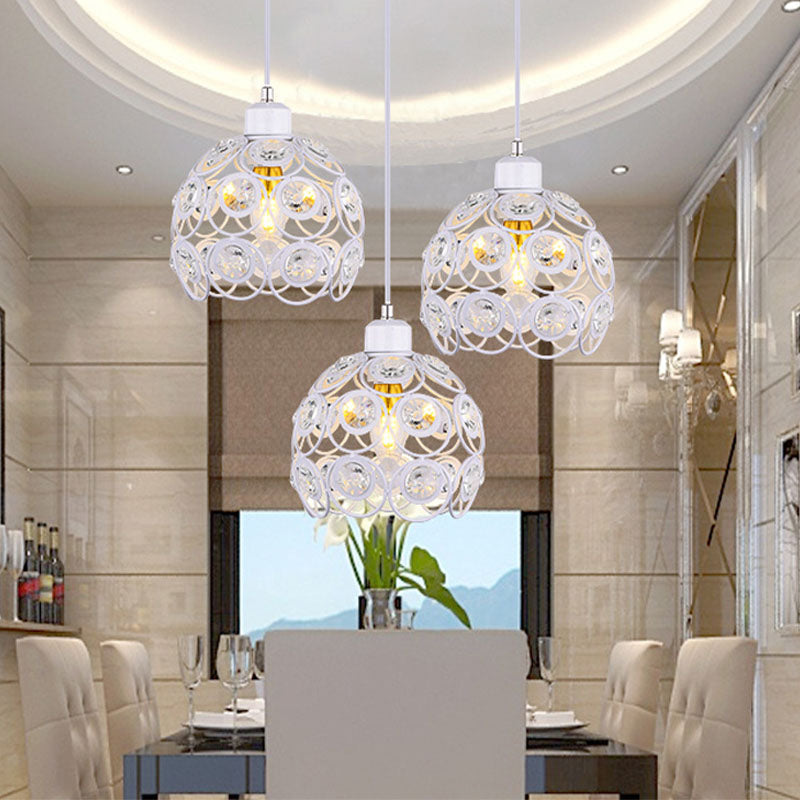 Suspension du pendentif moderne dôme suspendu à cristal clair avec un cordon suspendu à 39,5 "