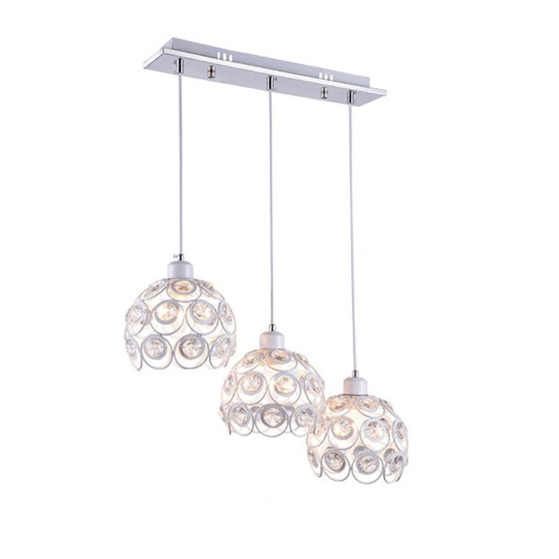 Suspension du pendentif moderne dôme suspendu à cristal clair avec un cordon suspendu à 39,5 "