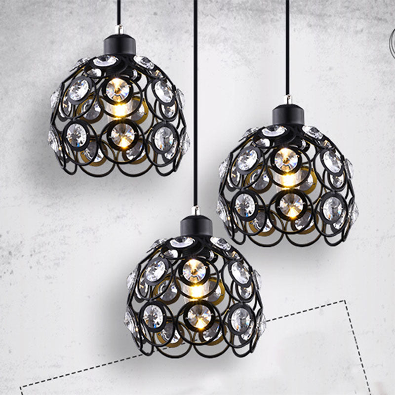 Suspension du pendentif moderne dôme suspendu à cristal clair avec un cordon suspendu à 39,5 "