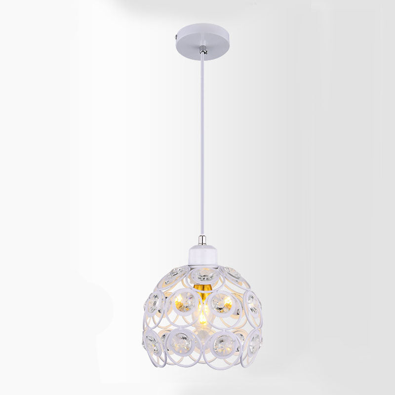 Suspension du pendentif moderne dôme suspendu à cristal clair avec un cordon suspendu à 39,5 "