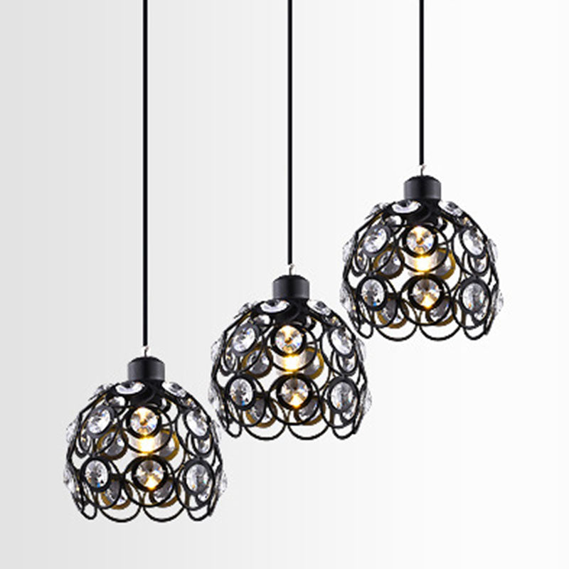 Suspension du pendentif moderne dôme suspendu à cristal clair avec un cordon suspendu à 39,5 "