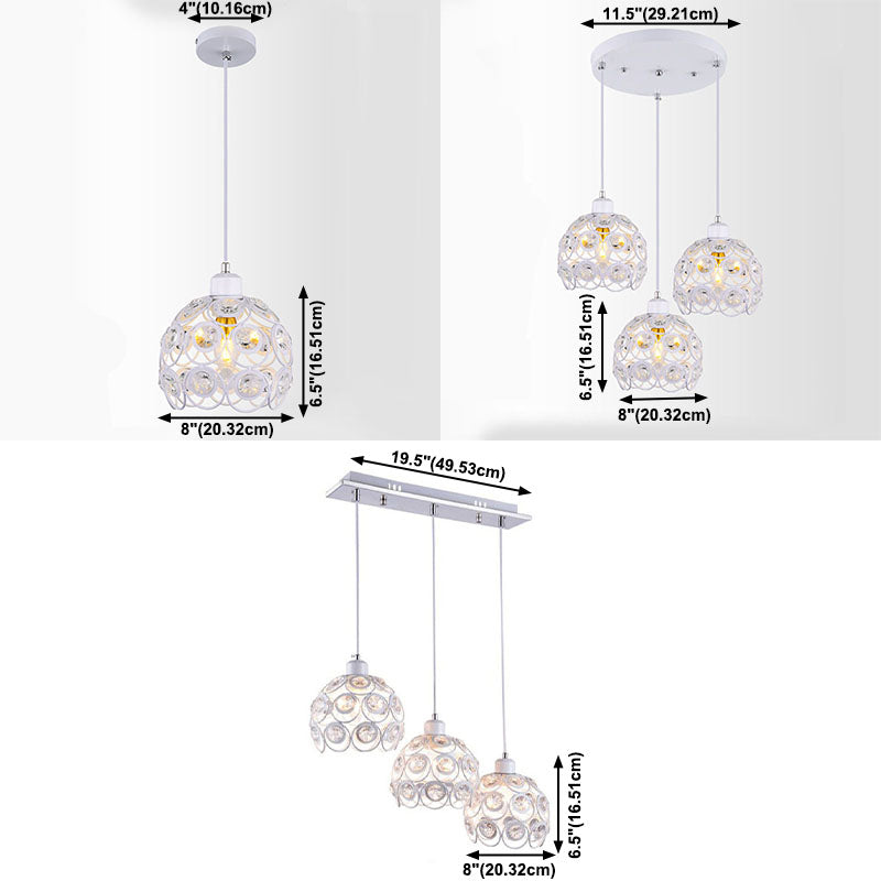 Suspension du pendentif moderne dôme suspendu à cristal clair avec un cordon suspendu à 39,5 "
